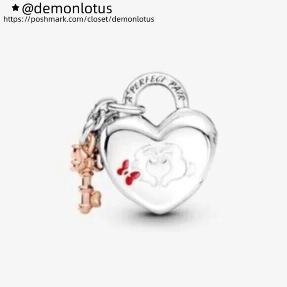 Pandora Disney Mickey Mouse & Minnie Mouse Padlock Charm - Picture 2 of 4